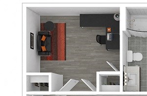 Apollo 1x1 floor plan Apollo 1x1 floor plan at The Manhattan Tower and Lofts, Denver, CO